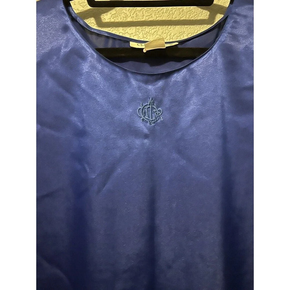 Vintage Christian Dior Women's Royal Blue Embroidered Night Gown Size L/XL - Picture 4 of 16
